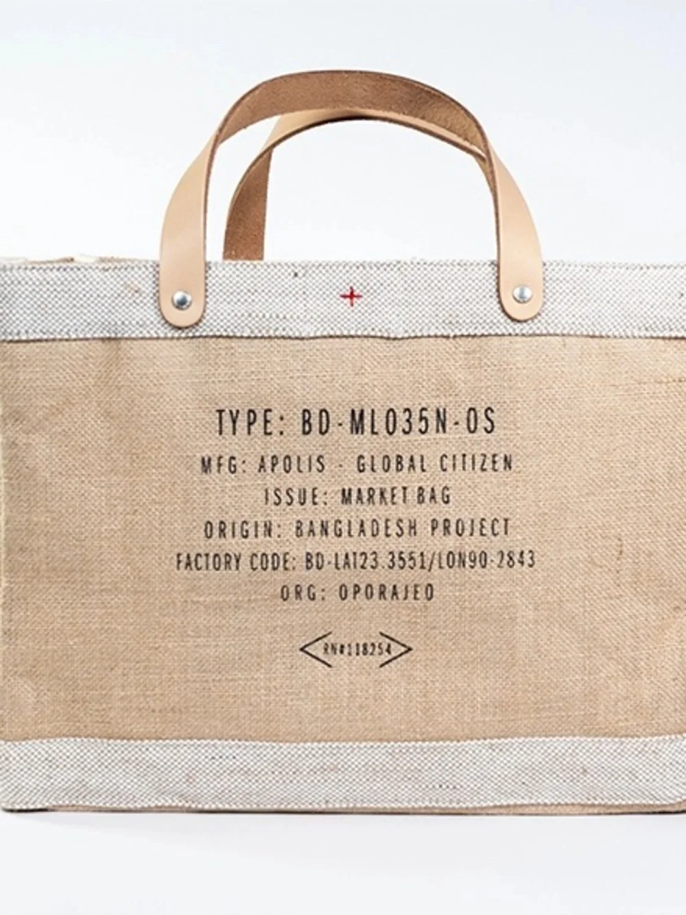 Apolis Tan Canvas Market Tote with Leather Handles